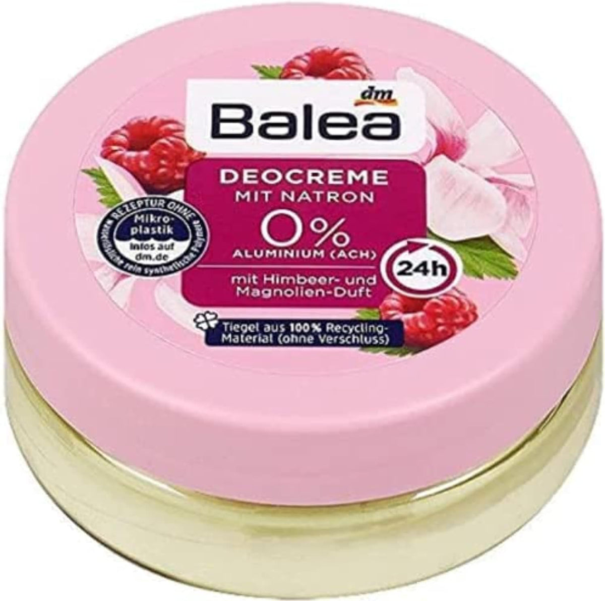 Balea Deodorant Cream with Baking Soda - Raspberry & Mangnolia Scent and zinc Non -alcoholic 50ml