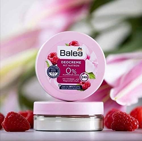 Balea Deodorant Cream with Baking Soda - Raspberry & Mangnolia Scent and zinc Non -alcoholic 50ml