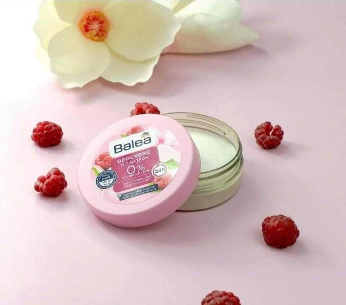 Balea Deodorant Cream with Baking Soda - Raspberry & Mangnolia Scent and zinc Non -alcoholic 50ml