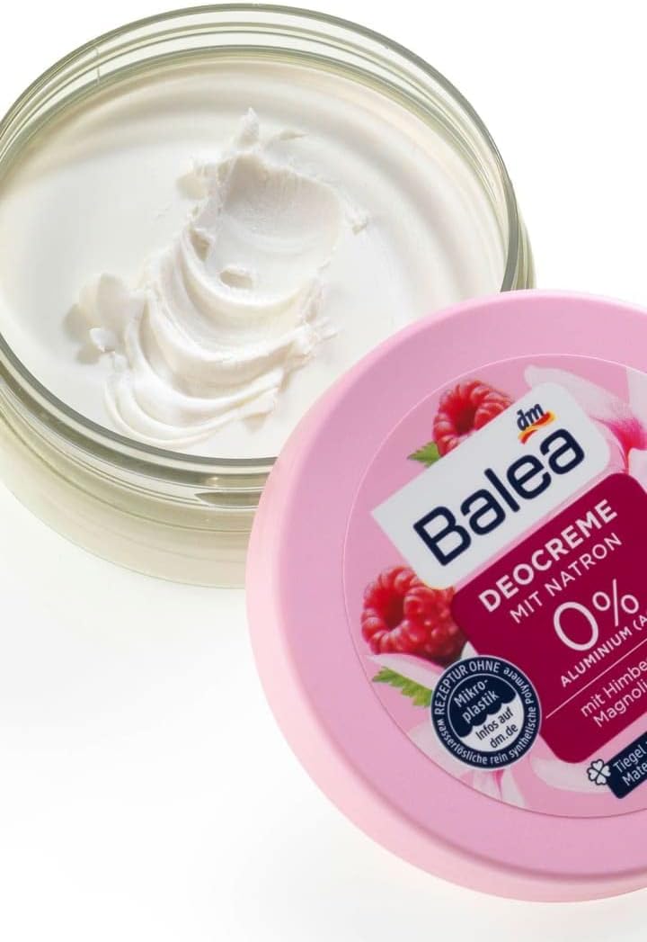 Balea Deodorant Cream with Baking Soda - Raspberry & Mangnolia Scent and zinc Non -alcoholic 50ml